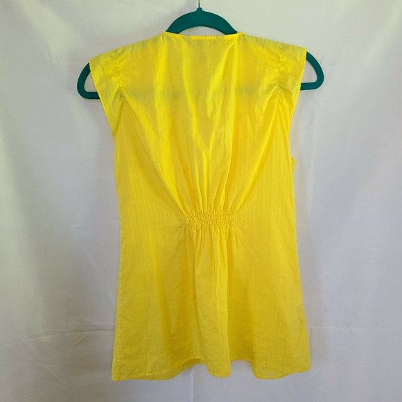🌷  BCBGMaxazria Yellow Ruffle Top Ruched - Picture 5 of 12